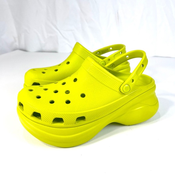 Crocs Classic Bae Platform Clog Lime Neon Green Women's Shoes Comfort - Picture 4 of 7